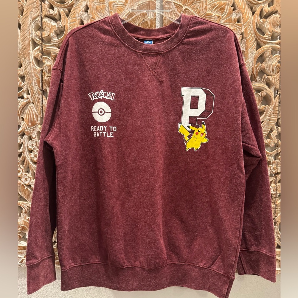 Old Navy Burgundy Oversized Pokémon Sweatshirt, Gender Neutral- size XL (14-16)